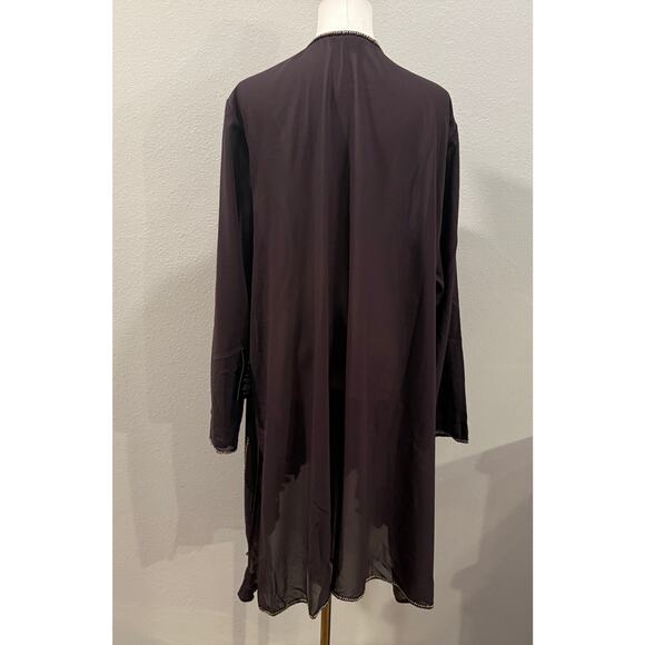 Roaman's Brown Embellished Beaded Sequin Duster Kimono 28 NEW Holiday Flowy - Picture 3 of 9